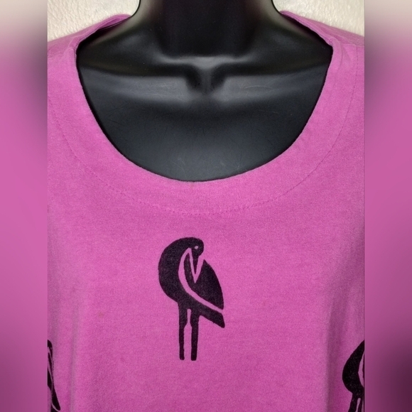 VTG 80s 90s Women's XL Shirt Single Stitch USA AOP Flamingo Ad Libs Pink - Picture 2 of 9